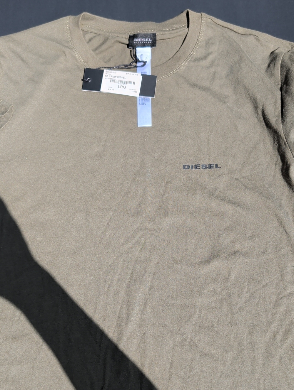 Diesel Olive Green Crewneck Short Sleeve Tee with Chest Logo